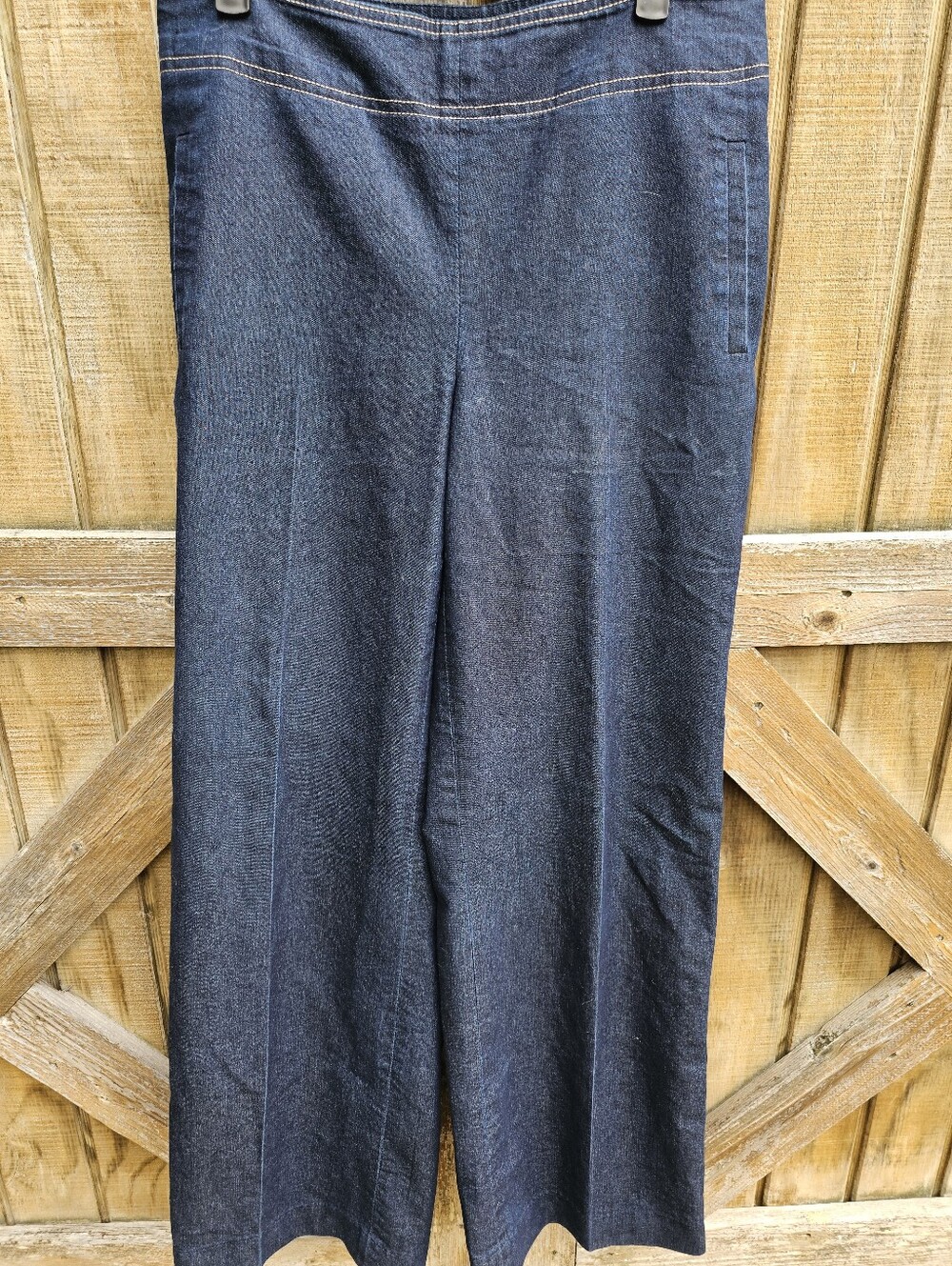 VESTI Women's Wide Leg Denim Trouser Pants Size 6 Dark Wash Side Zip Cotton